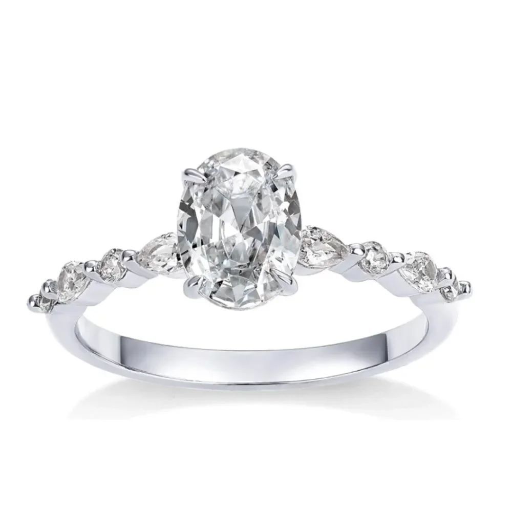 Silver oval engagement ring